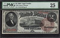Fr.52, 1880 $2 Legal Tender, Large Brown Seal, Very Fine PMG-25, Z18313388